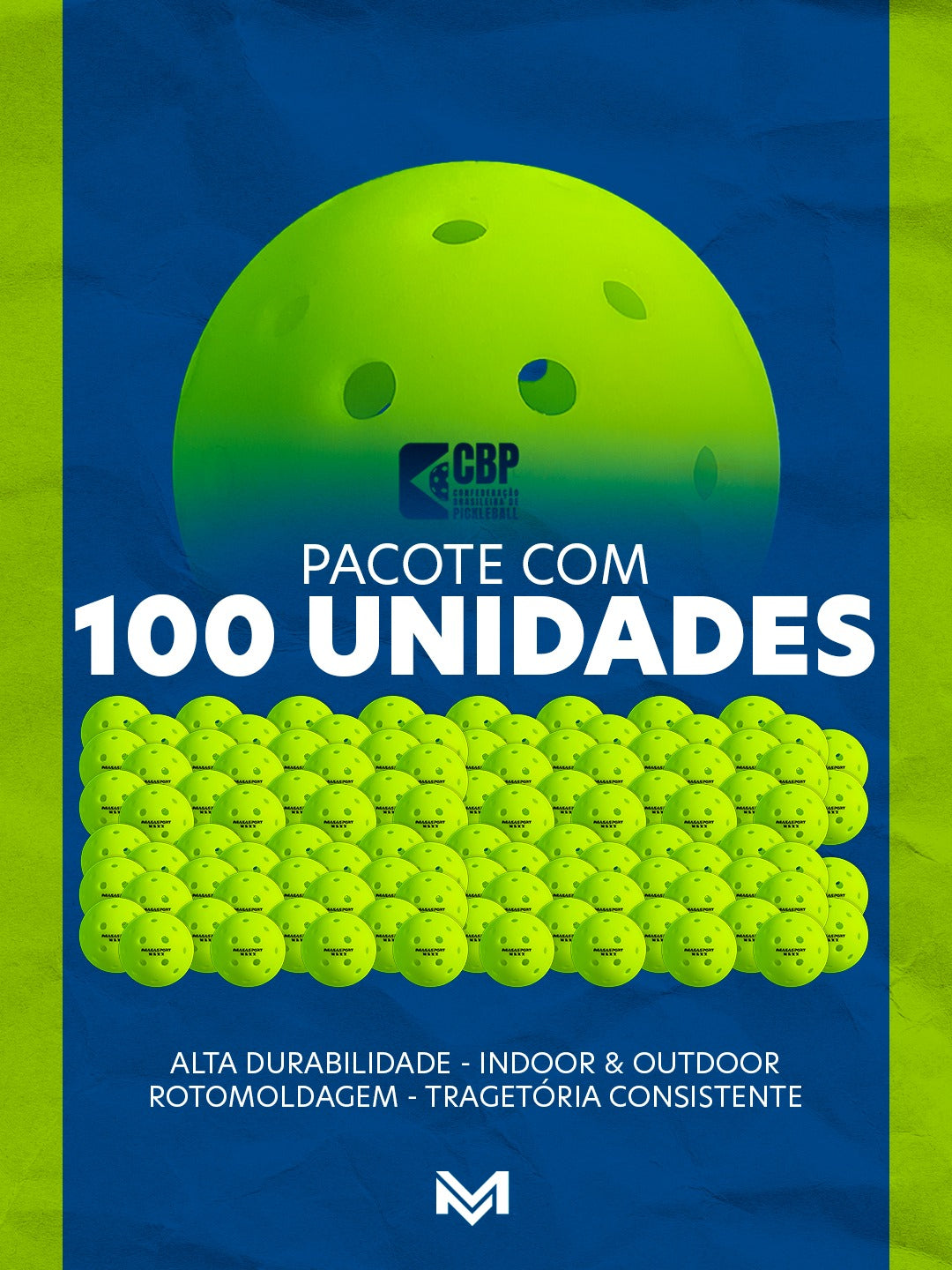 masa.*✿ Bola de Pickleball MASASPORT CBP - Caixa com 100 unidades – MASASPORTS
