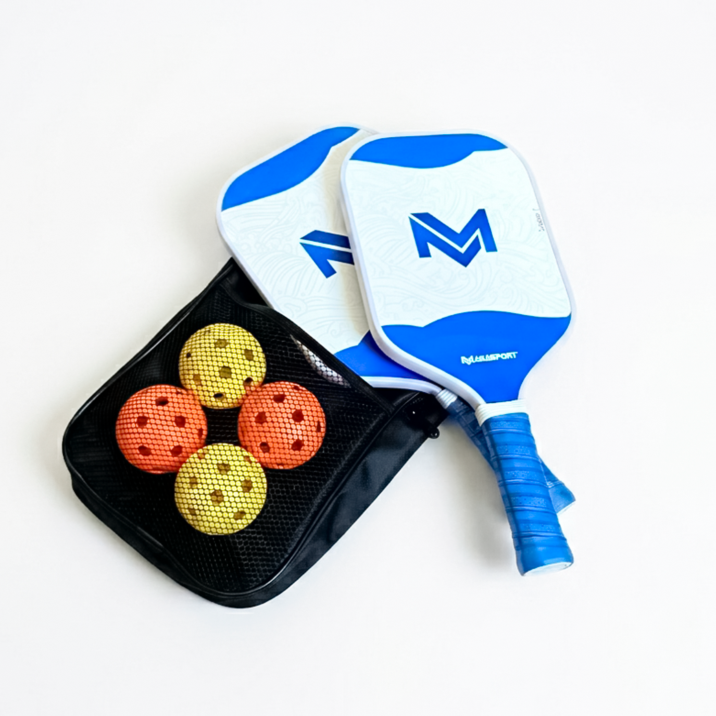 Kit Laguz - 2 Raquetes de fibra de vidro 14mm + 4 bolas + 1 bolsa para transporte