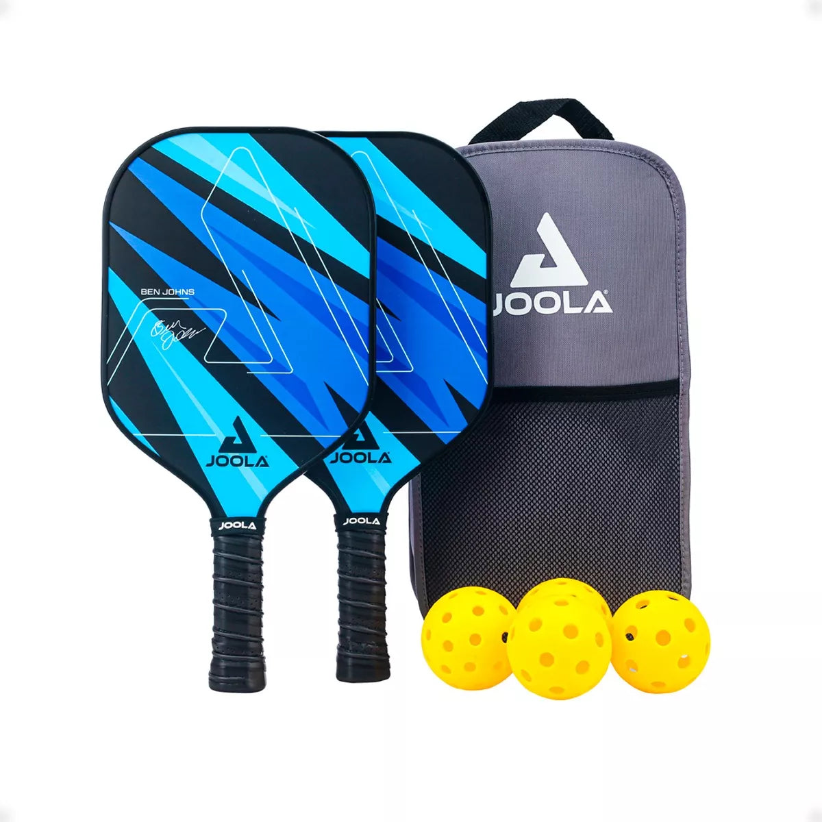 Kit de Pickleball JOOLA Ben Johns Blue Lightning (2 Raquetes, 4 Bolas E 1 Bolsa)