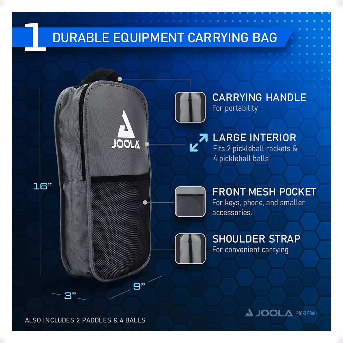 Kit de Pickleball JOOLA Ben Johns Blue Lightning (2 Raquetes, 4 Bolas E 1 Bolsa)