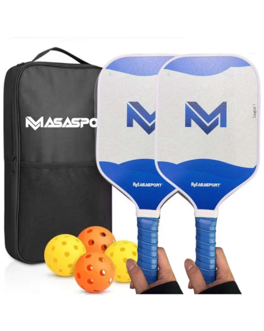 Kit Laguz - 2 Raquetes de fibra de vidro 14mm + 4 bolas + 1 bolsa para transporte