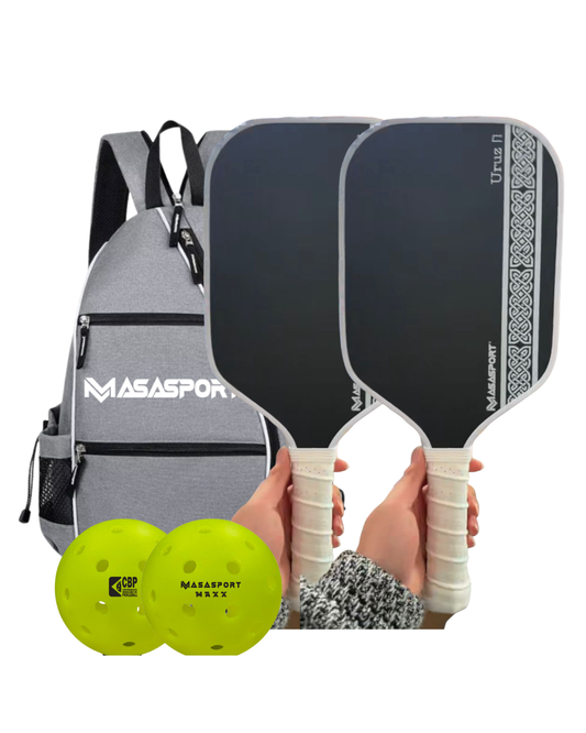 Kit Uruz - 2 Raquetes de fibra de carbono 16mm + 2 bolas MAXX - CBP + 1 mochila para transporte
